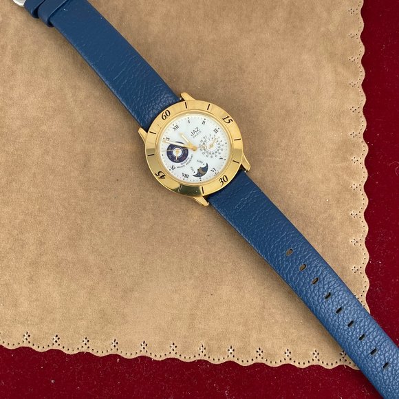 Vintage JAZ Paris French Moonphase 18 Karat Gold 10 Micron Plated - Picture 4 of 7